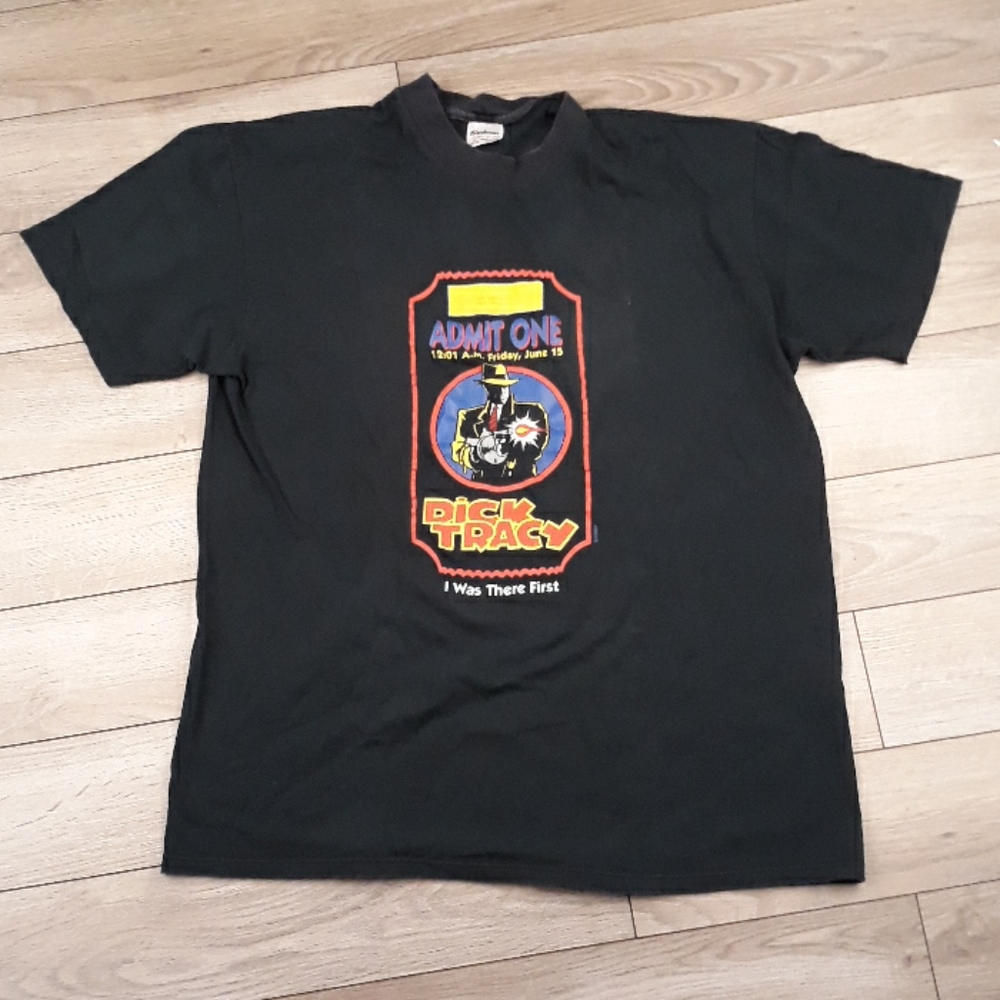 DICK TRACY Black Opening Night Disney Stedman USA Mens T Shirt‎ XL VTG